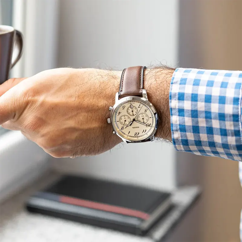 Fossil Neutra Chronograph Numeric Cream Dial Men's Watch- FS6022